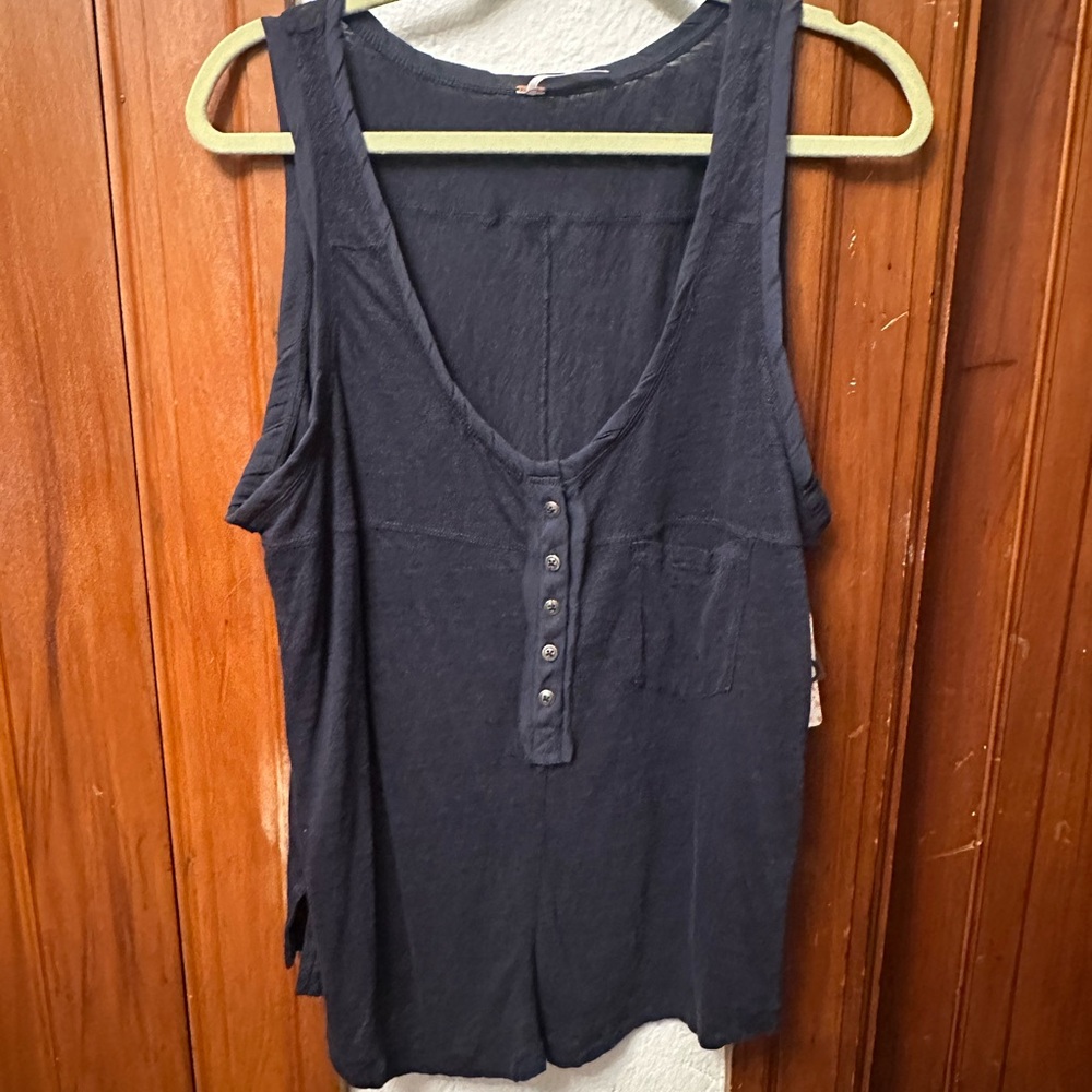 Free People Linen Henley Tank Top NWT